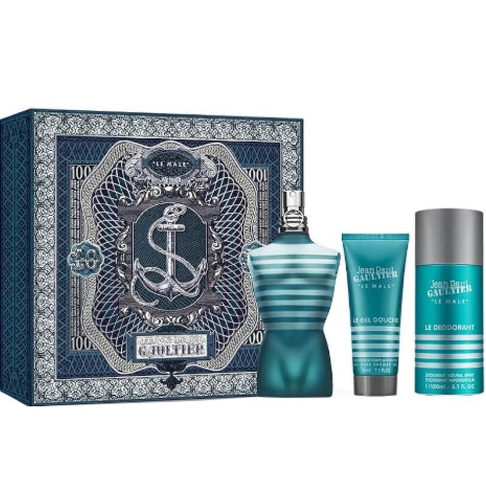 JPG Le Male Gift Set for Men (4.2 EDT SPR+2.5 ALL OVER SG + 5.1 DEO SPR) - New
